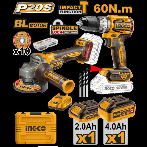 Set trapano + smerigliatrice 20V XONE CKLI20273E